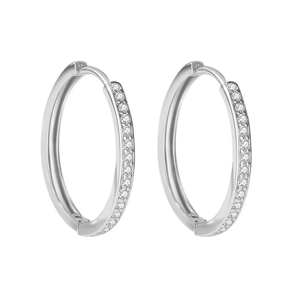 925 Sterling Silber 8/12/16/20MM Zirkon Creolen für Damen Hochzeit Verlobung Luxus Schmuck Accessoires 925