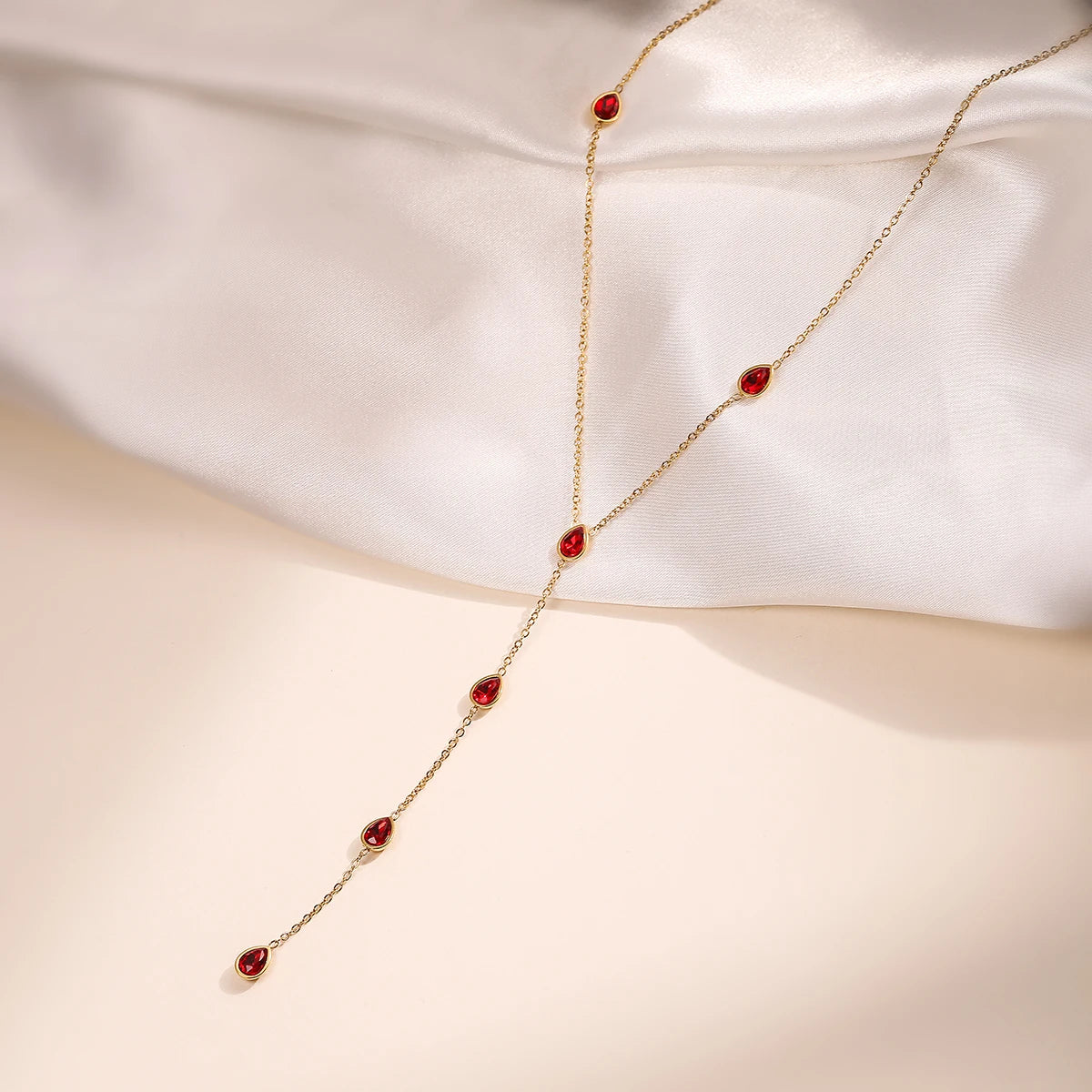 NEWBUY Fashion Gold Color Stainless Steel Choker Necklaces For Women Delicate White/Green/Red CZ Zircon Inlay Jewelry