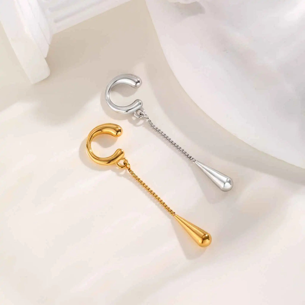 C-förmige Metall-Ohrklemme mit Quaste in Tropfenform für Damen, 1 Stück, keine Piercings, Ohrknorpel-Clips