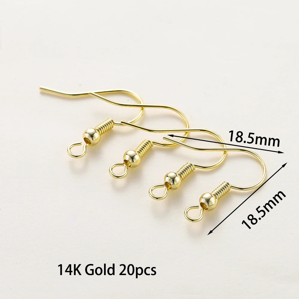 20 unidades/lote 6 estilos 14K 18K Alambres chapados en oro para pendientes con gancho para la oreja Suministros de cierres para pendientes para la fabricación de joyas DIY