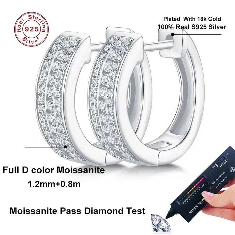 NeeTim Hoops s925 Sterling Silber Volle Echte Moissanite Ohrringe Frauen Funkelnde Diamant-Ohrring Schmuck Geschenk-Zertifikat