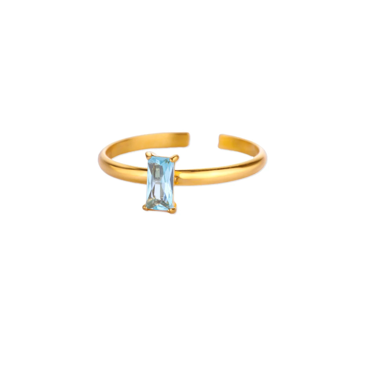 Edelstahl Geburtssteinringe für Damen Goldfarbe Zirkon Geburtsstein Öffnungsring Minimalistischer Weihnachts-Geburtstags-Schmuckgeschenk