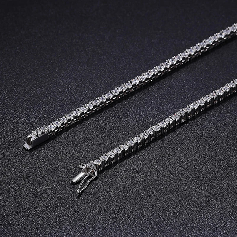 NeeTim Collar de tenis de moissanita de 3/4/5mm para mujer y hombre, de plata S925 con chapado en oro de 18k, cadenas para el cuello, joyería de fiesta moderna de hip-hop