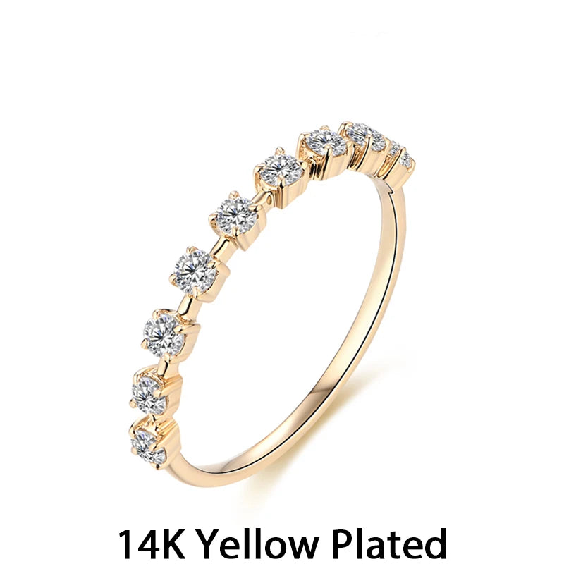 MINTYBOX Anillo de Moissanita de Plata 925 con Baño de Oro Amarillo de 10K 14K, Color D VVS1, para Compromiso o Boda, para Mujer