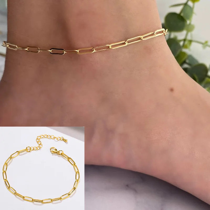Schlangenketten-Fußkettchen für Damen und Mädchen, verstellbar, Sommer-Strand-Fußkettchen, Armband, Muttertagsgeschenke, Edelstahl, nicht allergisch