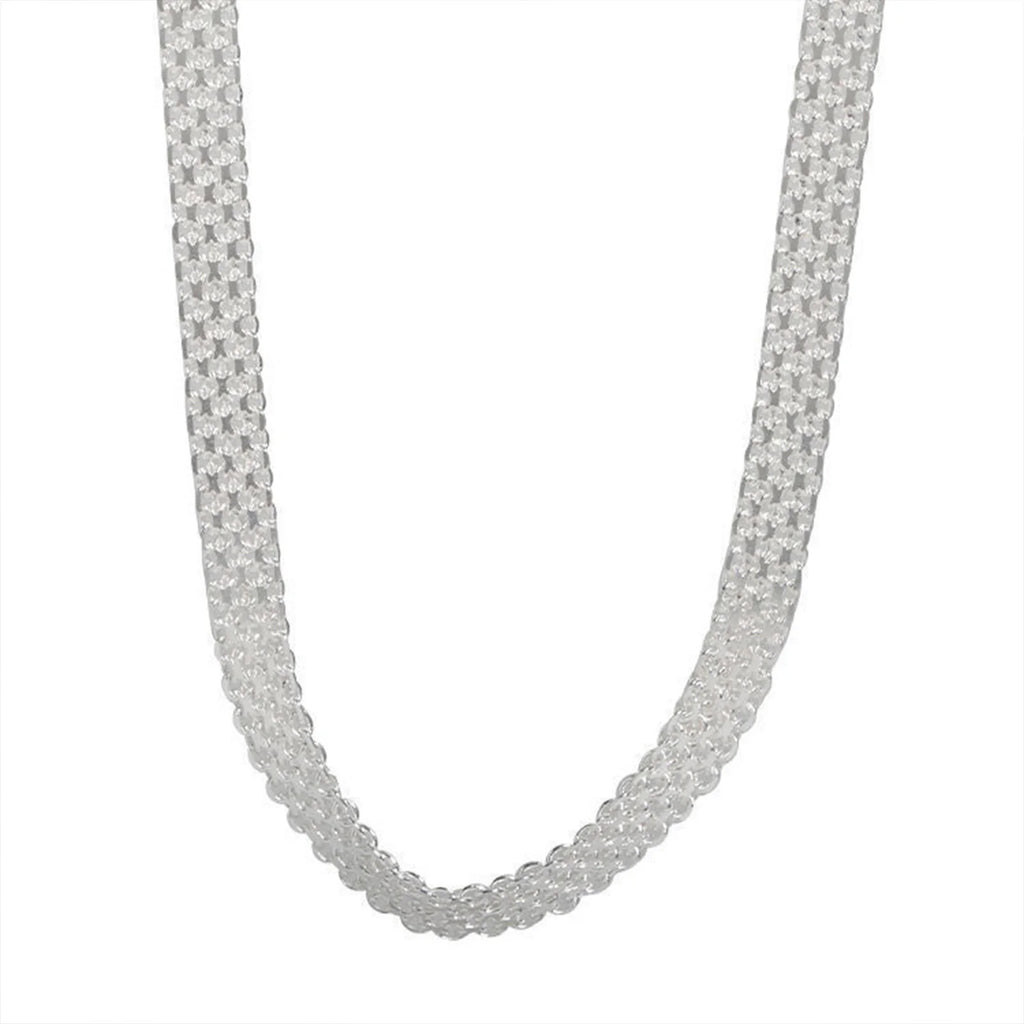 S925Plata europea y americana simple y única, collar ancho calado trenzado, cadena de clavícula de moda ins