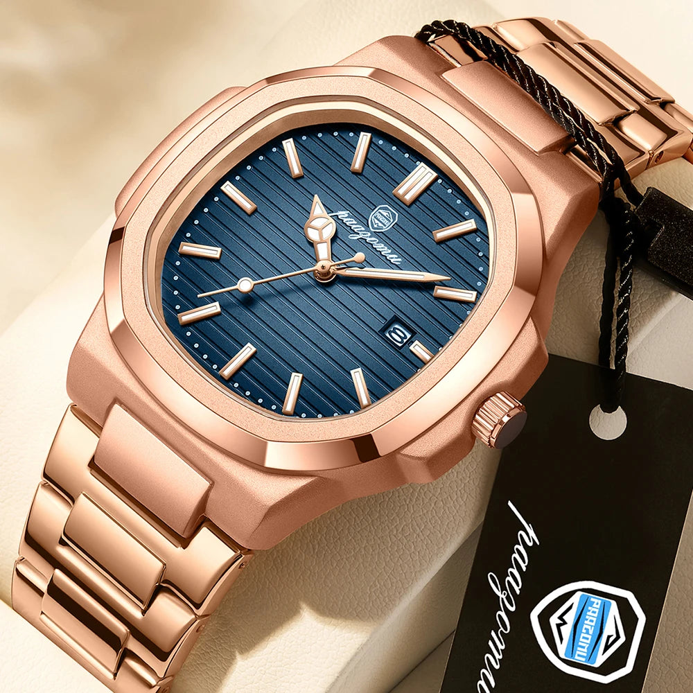 2026 Nuevo para hombres Marca de moda Reloj masculino Impermeable Luminoso Relojes de acero inoxidable Fecha Semana Informal Cuarzo Reloj de hombre Reloj