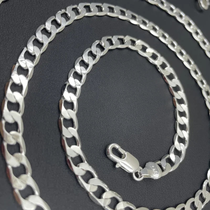 Collar de plata esterlina 925 para hombre de 2/4/6/8/10/12MM y 40-75cm, collar de cadena con cierre de langosta para hombre y mujer, regalo de compromiso