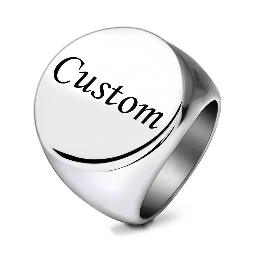 Personalisierter Siegelring Gravur Name Logo Foto Schmuck Edelstahl Rund Herren Damen Für Familie Hochzeit Personalisierte Geschenke