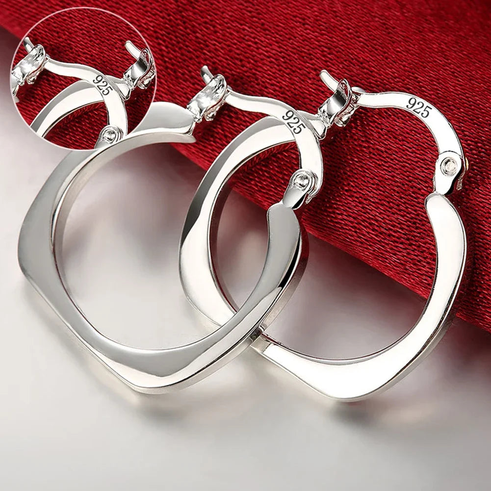Hochwertige 925 Sterling Silber Ohrringe Schlichte runde Creolen für Frauen Mode Hochzeit Verlobung Charm Schmuck