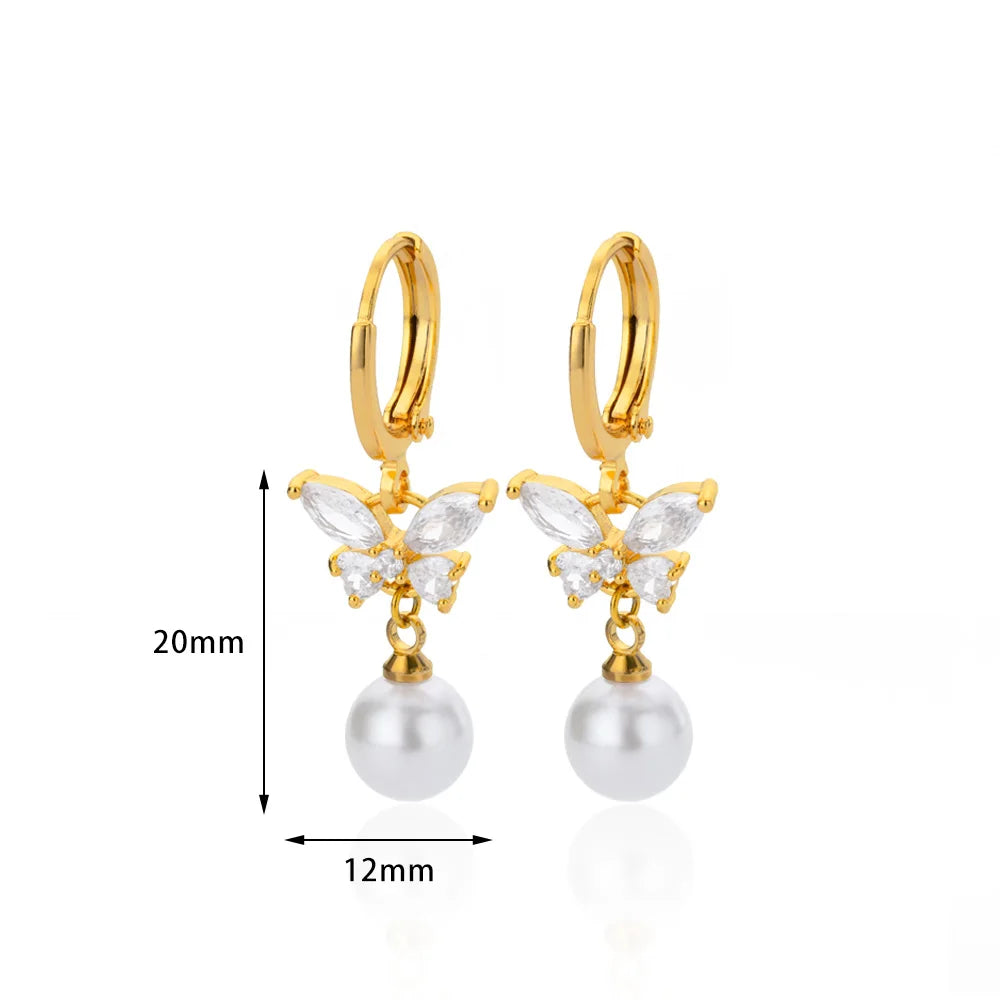 Natürliche Zirkon-Perlenohrringe für Frauen, vergoldet, Edelstahl, geometrische Creolen mit Perlen, Hochzeit, Brautjungfern, Schmuckgeschenk