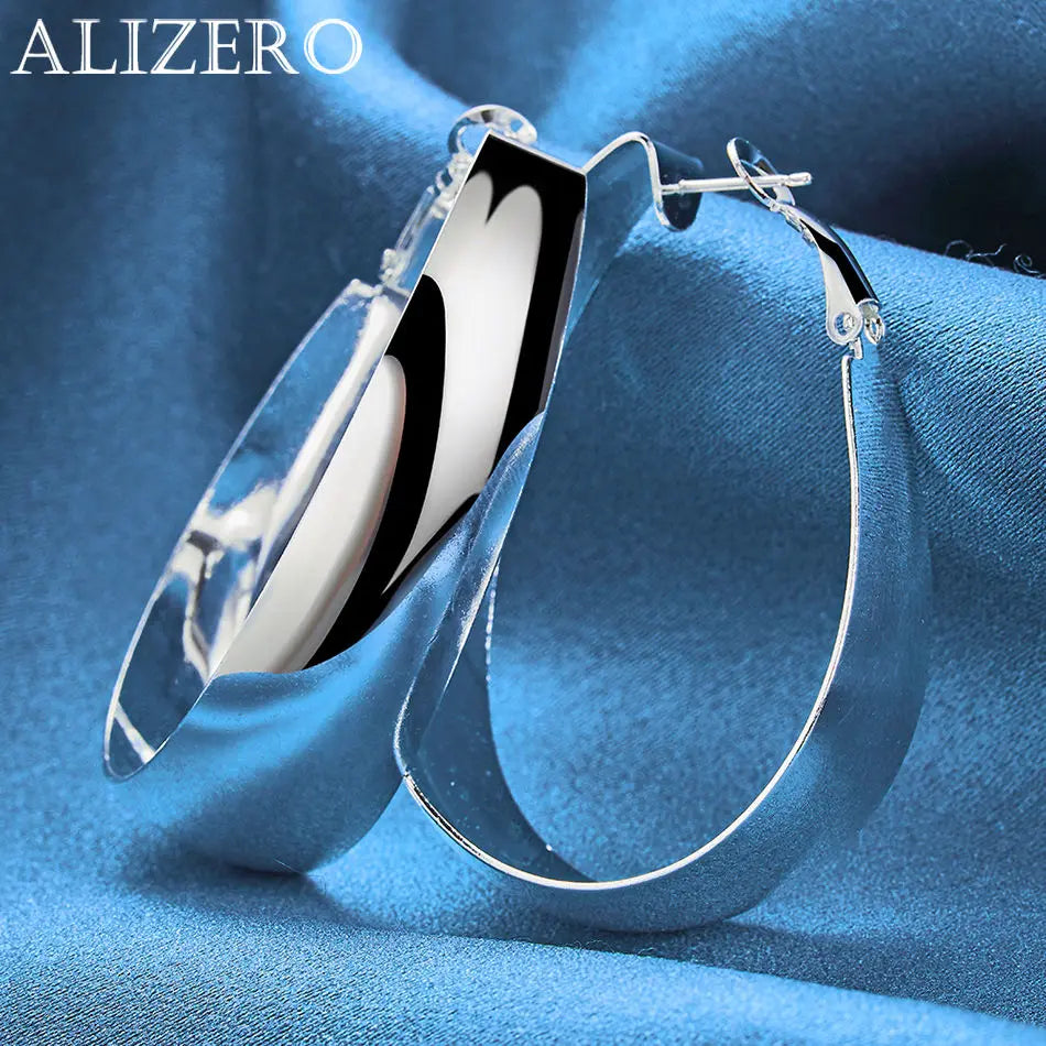 ALIZERO 925 Sterling Silber Ohrringe Einfache runde Kreolen Ohrringe für Frauen Mode Hochzeit Verlobung Charm Schmuck Geschenke
