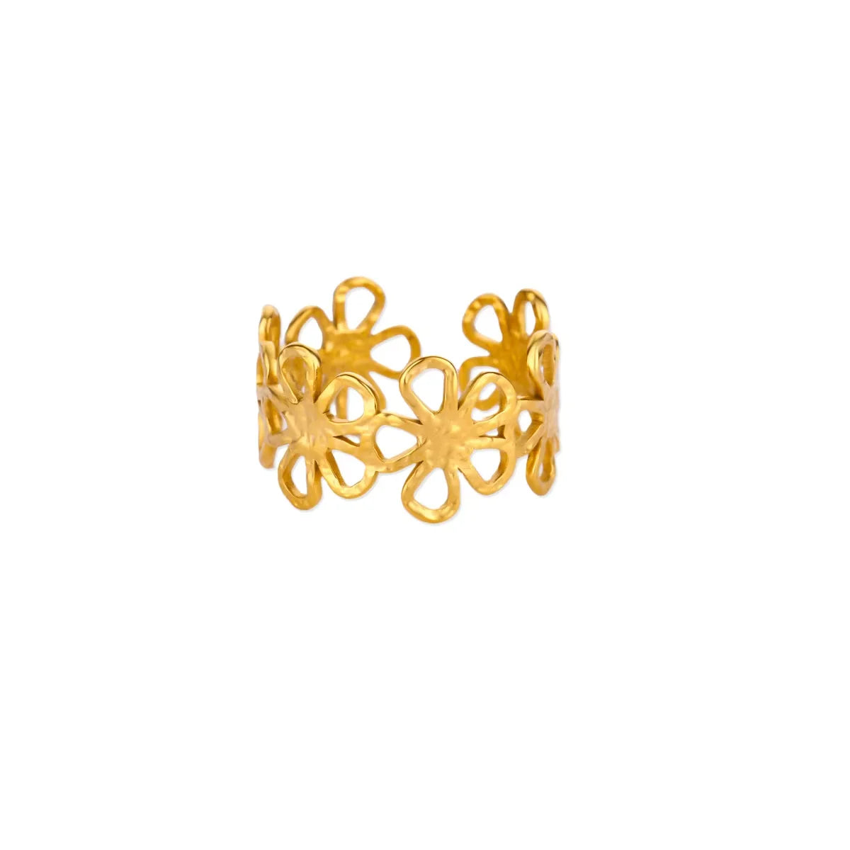 Anillos de Acero Inoxidable con Flores Múltiples Apiladas en Color Dorado Elegante para Mujer, Joyería de Anillo Nuevo de Concha para Boda, Cumpleaños, Delicado