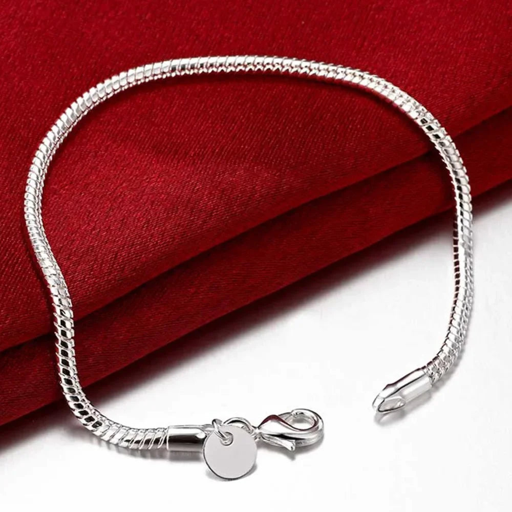 20,32 cm 18K Goldarmband 5MM seitliches Kettenarmband für Frauen Männer Mode Hochzeit Verlobung 925 Sterlingsilber Schmuck Geschenke