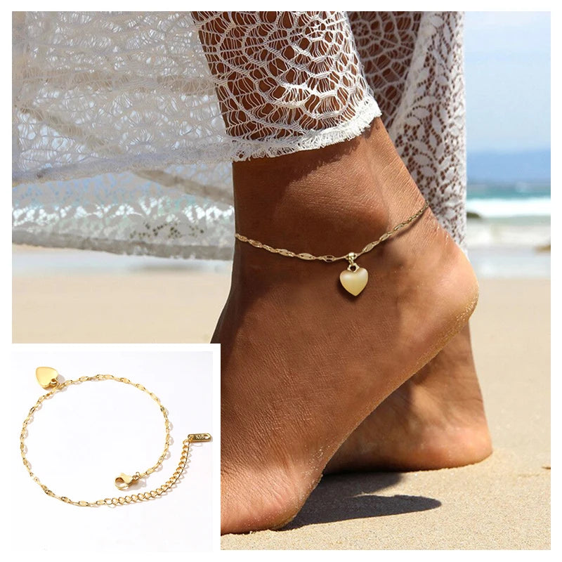 Schlangenketten-Fußkettchen für Damen und Mädchen, verstellbar, Sommer-Strand-Fußkettchen, Armband, Muttertagsgeschenke, Edelstahl, nicht allergisch
