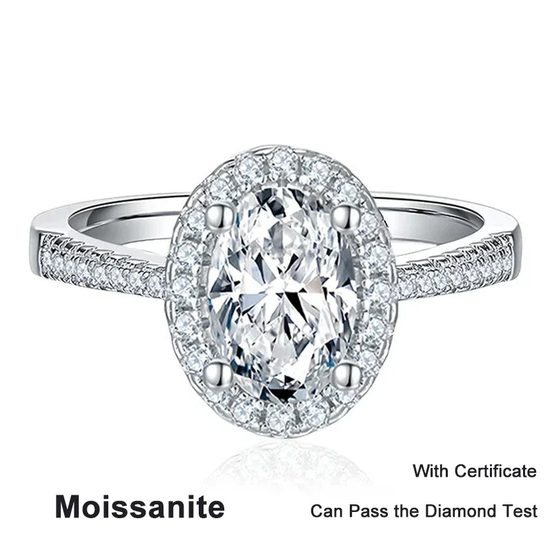 NeeTim 1CT 2CT D VVS1 Ovalschliff Moissanitringe für Damen 925 Sterling Silber Labordiamant Verlobung Hochzeitsfeier Ring Großhandel