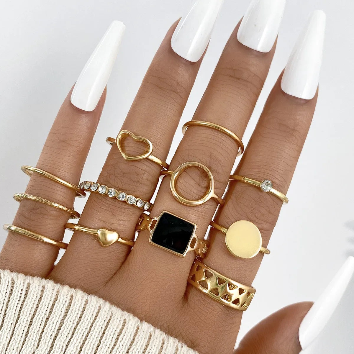 Vintage Irreguläres Ring-Set für Frauen Böhmische Goldfarbe Schmetterling Schlange Herz Geometrische Ringe Retro Boho Mode Schmuck Geschenk