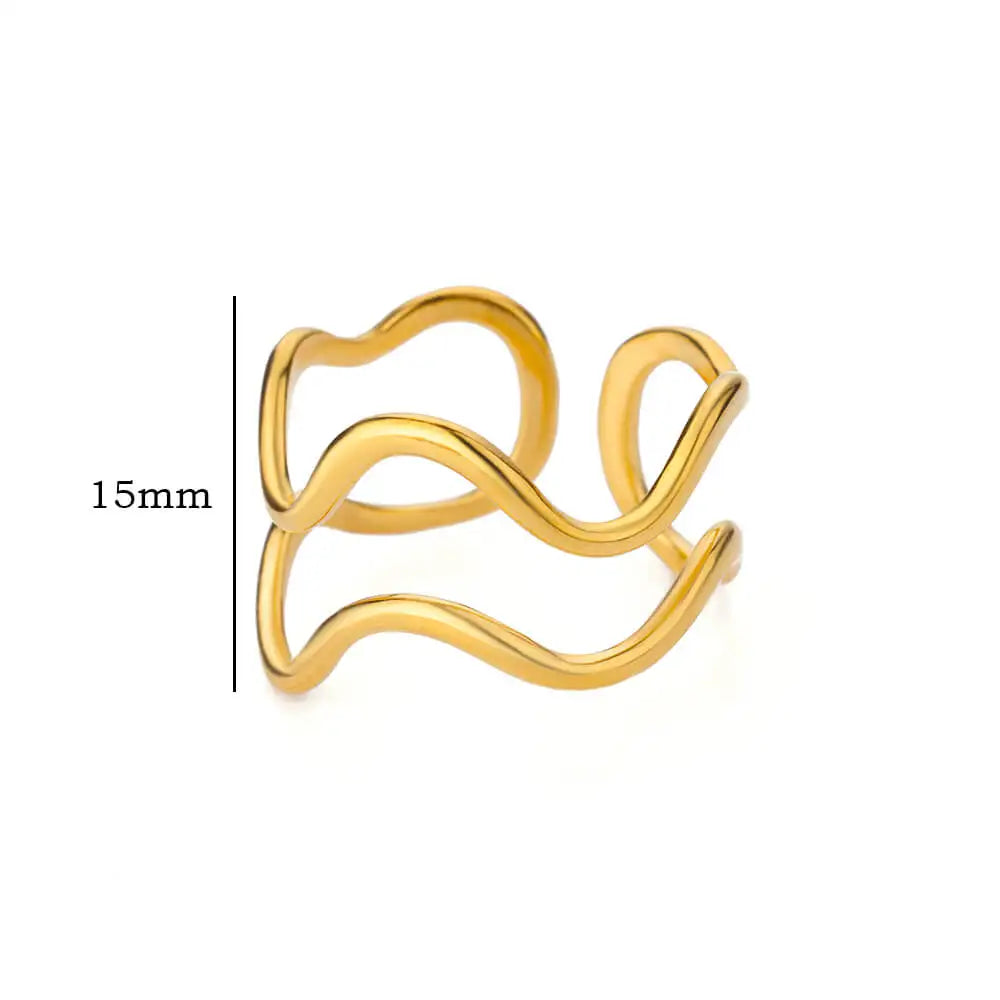 Minimalistische offene Ringe aus Edelstahl für Damen, goldfarben, Hochzeitsästhetik, Designer-Schmuck-Accessoires, BFF-Anillo