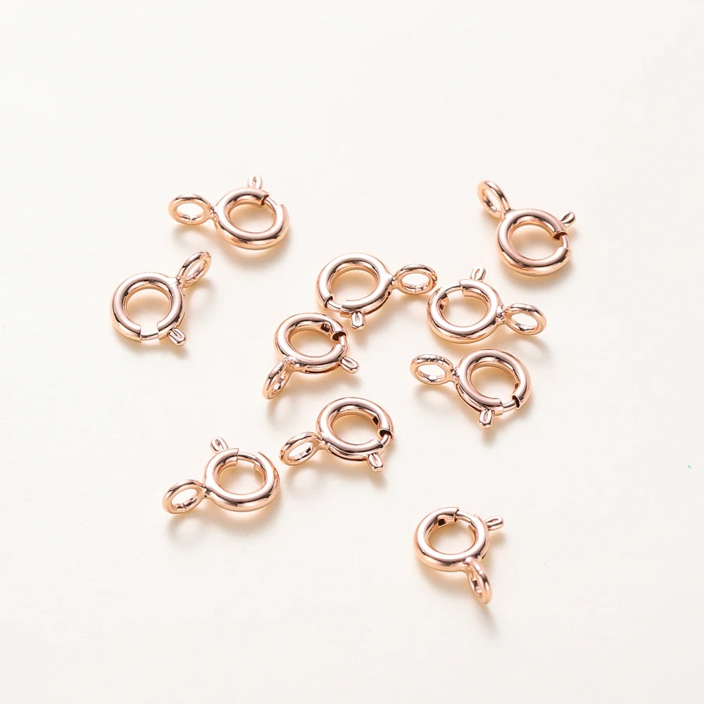10 piezas/Cierre de resorte redondo de oro de 14K 18K con anilla abierta para accesorios de fabricación de cadenas de collares de joyería DIY