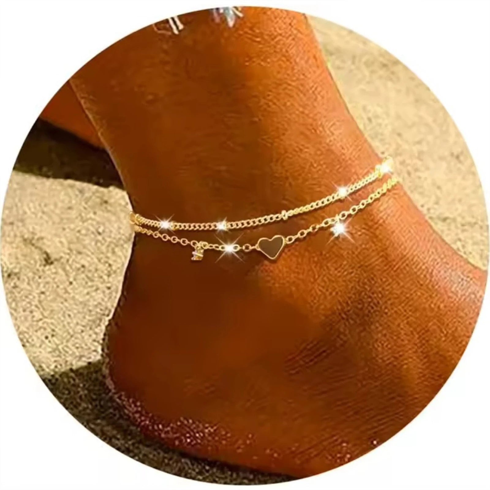 925 versilberte Zirkonia-Fußkettchen für Frauen Mädchen Trendy Neue Wasserdichte Herz-Charm Zierliche Ketten-Fußkettchen Schmuckgeschenke