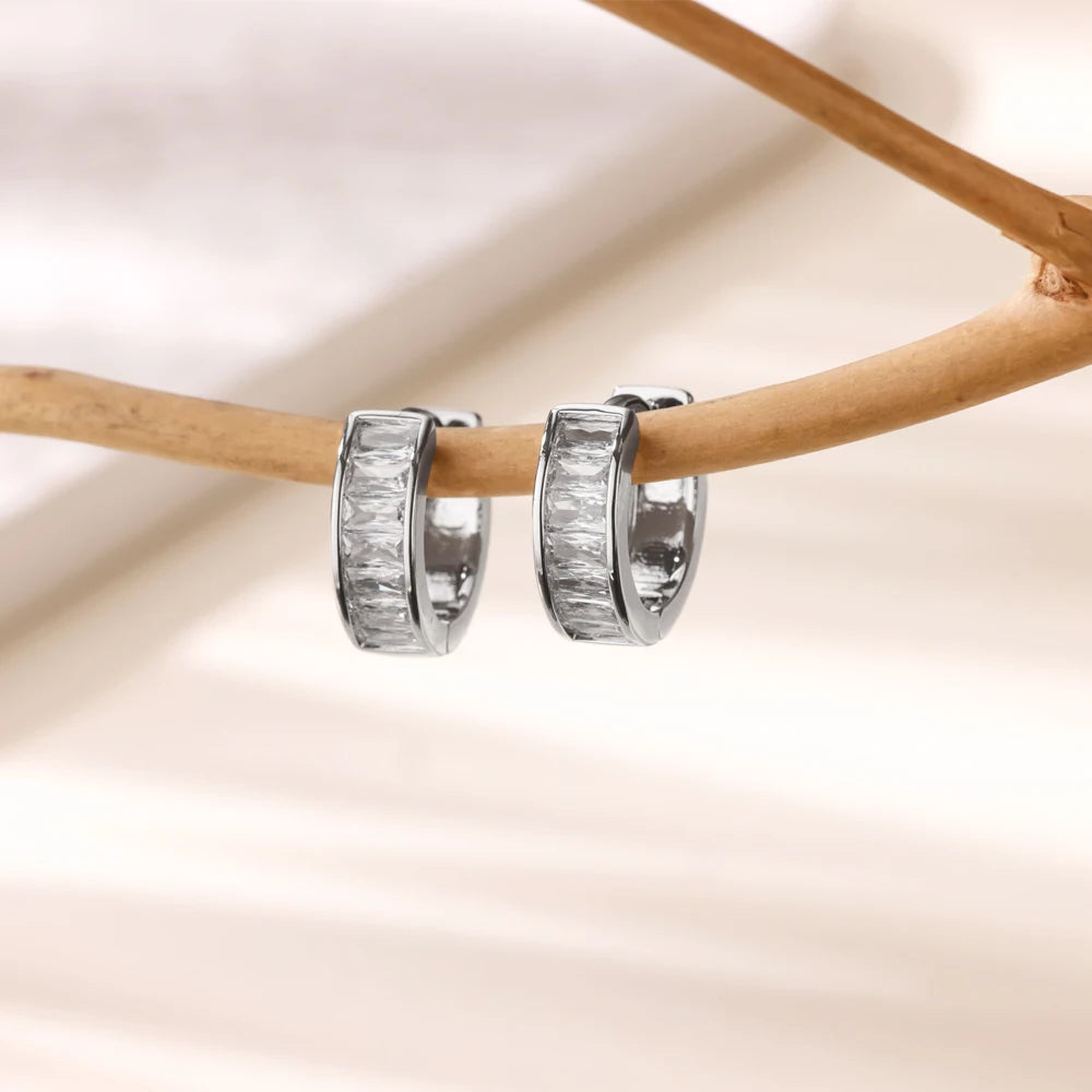 Cubic Zirkonia Creolen für Damen, Edelstahl, Goldfarben, Piercing-Ohrringe, 2025, Neue Mode, Hochzeitsschmuck, Geschenk