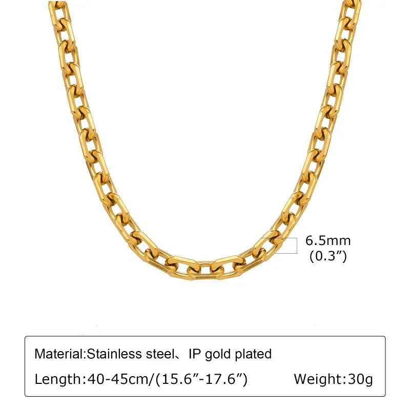 Chunky Gold Plated Link Necklace For Women, Stainless Steel Oval Thick Chain Choker Minimalist Jewelry