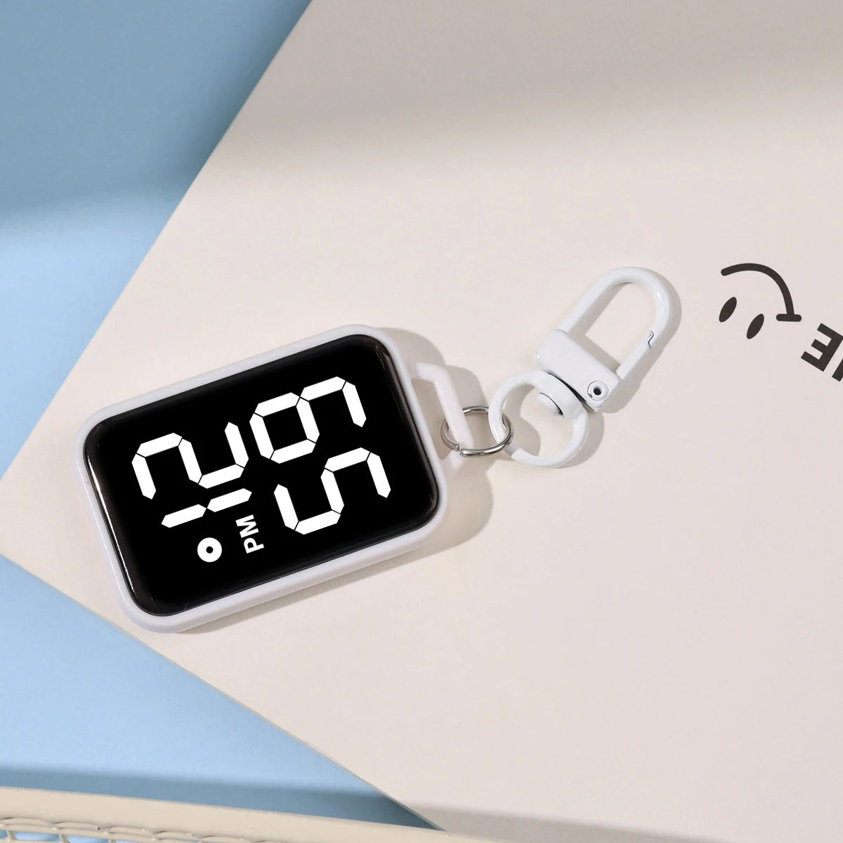1PC LED Keychain Pocket Watch Digital Display Electronic Watch Student Backpacks Keys Pendant Cartoon Small Hanging Watch Gift