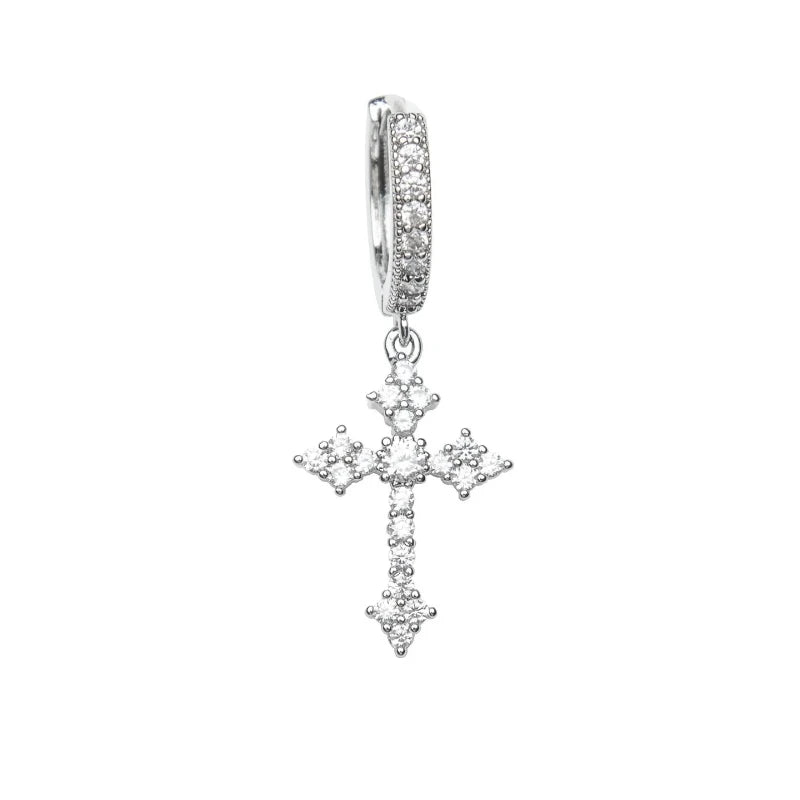 Pendientes de Cruz de Diamantes Creativos Hombre Mujer Diseño de Nicho de Alta Calidad Estilo Hip Hop Hipster de la Costa Oeste