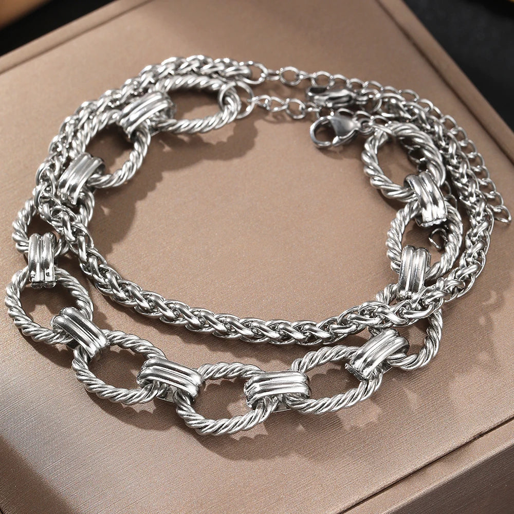 Edelstahl Armband Set Minimalistisches Neues Beliebtes Ketten-Armband für Damen Schmuck Nicht verblassend Hochwertige Geschenke