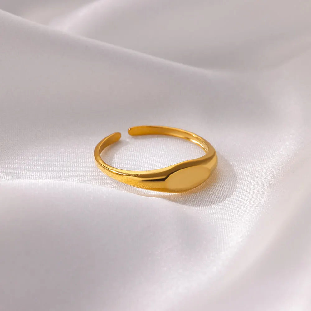 Modische ovale Ringe für Damen, goldfarben, Edelstahl, geometrischer offener Ring, Hochzeit, Statement-Schmuck, Trendgeschenk 2024 für die beste Freundin