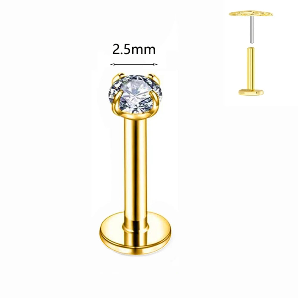 ASTM F136 G23 Titan Labret Piercing Seestern Ohrstecker Biene Blatt Push-In CZ Gewindeloser Knorpel 16/18/20G Körperschmuck