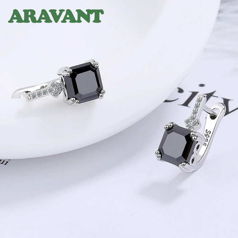 Aravant Pendientes Colgantes Cuadrados de Circonia de Plata de Ley 925 para Mujer Joyería de Moda