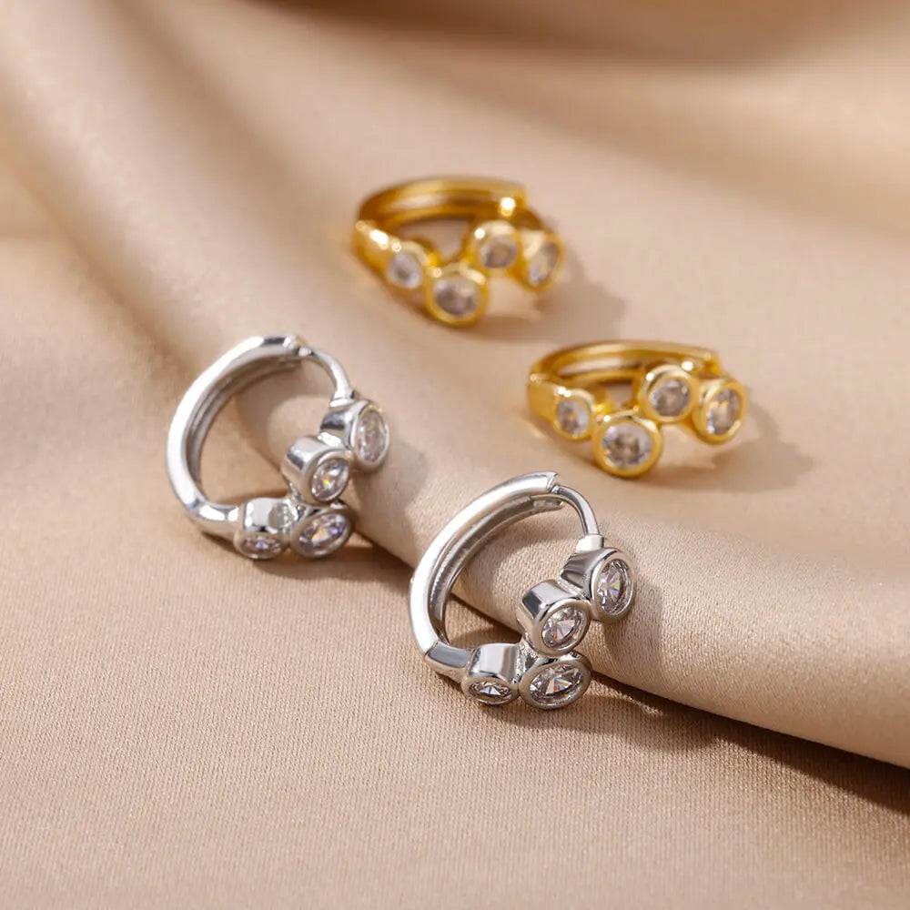 Zircon Pendientes Earring For Women Acero Inoxidable Aretes de Aro Piercing Tendencia 2024 Nueva Joyería aretes de mujer bijoux femme