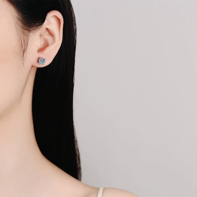 NeeTim Echt 0.1-2 Karat D Farbe Moissanit Ohrringe für Damen 100% 925 Sterling Silber mit Weißgold überzogenem Hochzeitsschmuck