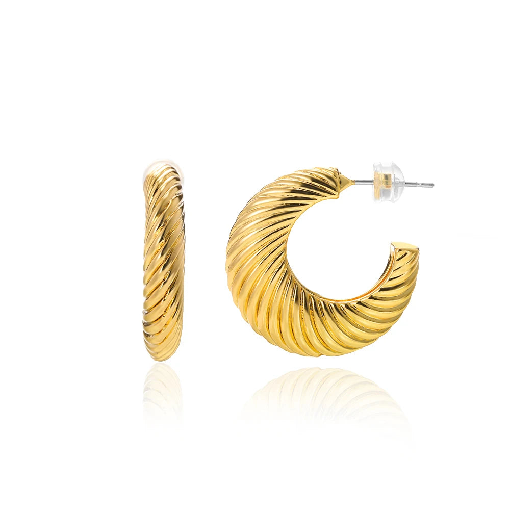 Vintage Runde Edelstahl Creolen für Damen Vergoldete Ohrringe 2023 Trend Statement Ohrschmuck Weihnachtsgeschenk