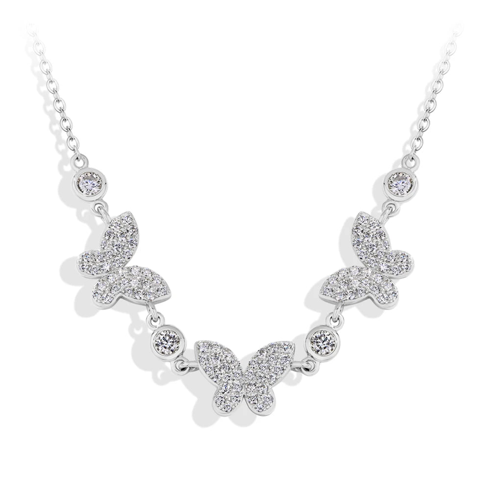MINTYBOX S925 Silver Butterfly Moissanite Necklaces 18k Gold Plated D/VVS1 Lab Diamond 40+5cm for Women Brithday Jewelry Gift