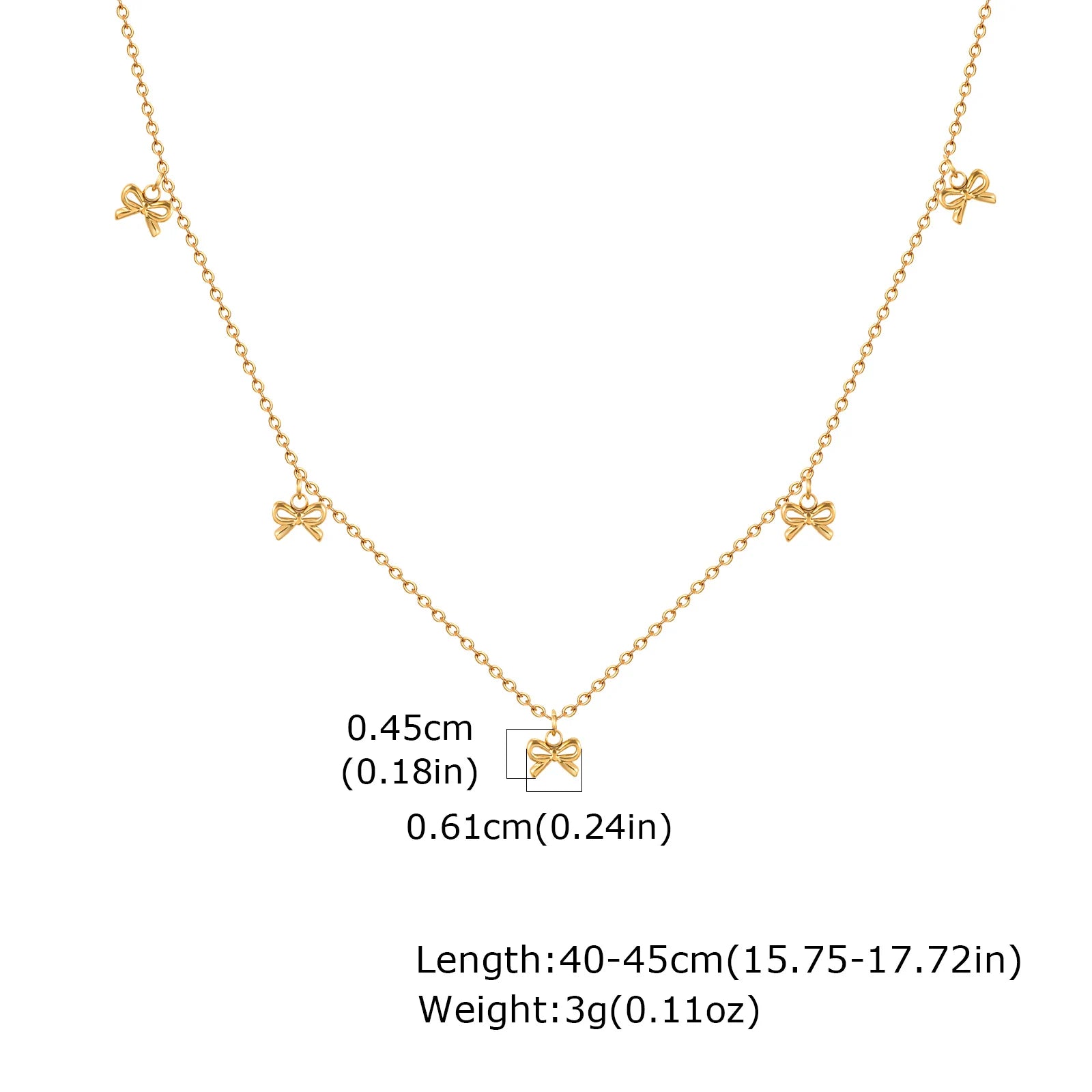 Charms Bow Necklace For Women, Bowknot Chain Choker Necklace, Stainless Steel Thin Link Exquisite Party Jewelry