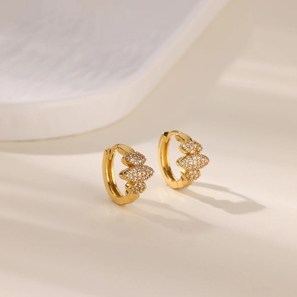 Creolen aus Zirkonia für Damen, Luxuriöse Kristall-Zirkon-Ohrringe in Goldfarben, aus Edelstahl, Schmuck, Hochzeitsfeier-Geschenk