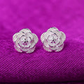 Heiße 925 Sterling Silber Hübsche Rosenblume Ohrstecker für Frauen Mode klassische Party Hochzeit Schmuck Weihnachtsgeschenke
