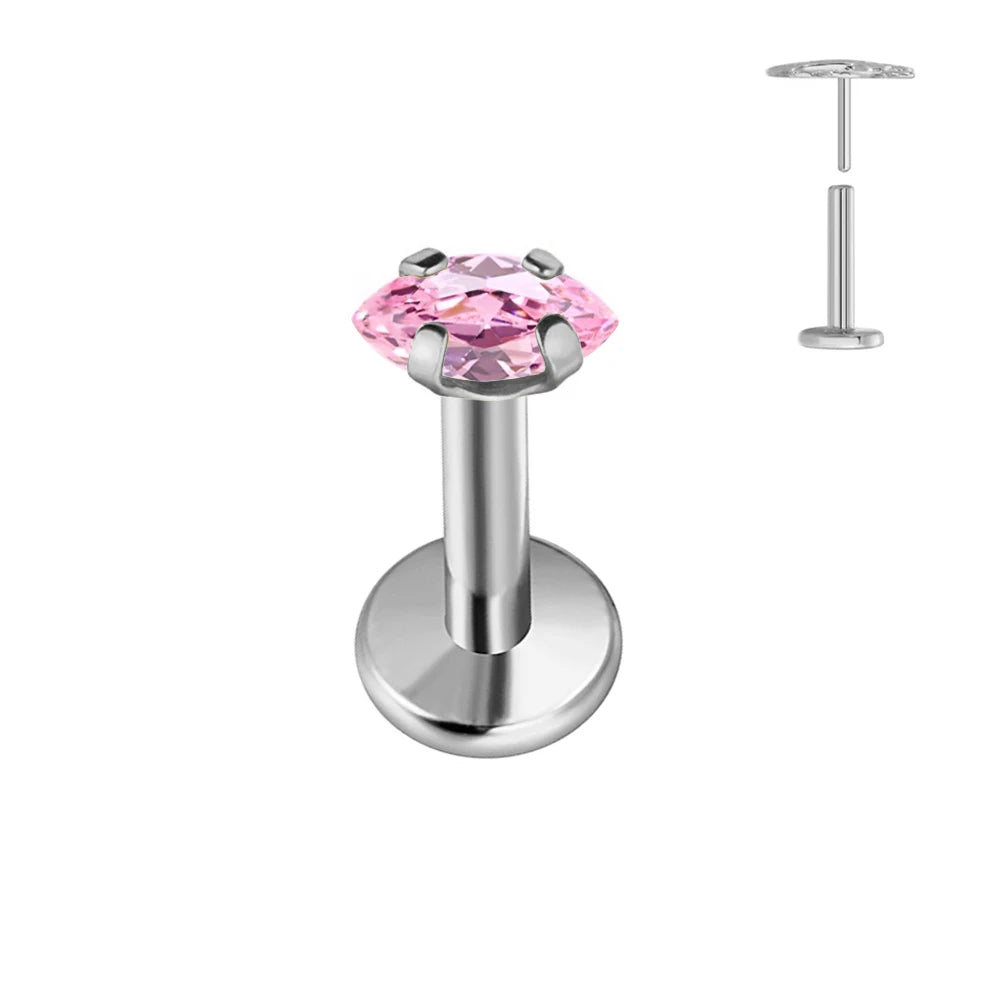 100 % G23 Titan Horse Eyes CZ Labret Piercing Push-in Multicolor Tragus Ohrstecker Gewindelos Knorpel Körperschmuck