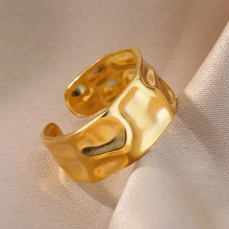 Edelstahl Blumenringe für Frauen Goldfarbe Muschel Seestern Mehrschichtiger Aushöhlungsring Modeschmuck Hochzeitsgeschenke