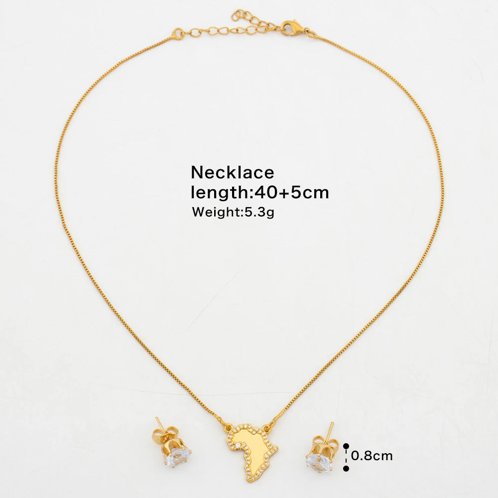 Goldfarbene Ohrringe und Halskette Schmuckset für Partys Luxus Zirkonia Ohrstecker Anhänger Halskette Armreif Brautschmuckset