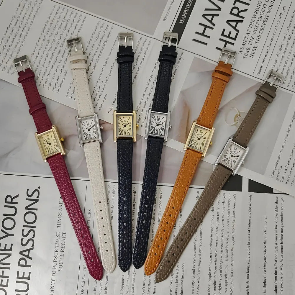 Relojes de pulsera de cuarzo de moda para mujer, correa de cuero simple, esfera romana, reloj de mujer de lujo, regalo para chica, relojes superventas Reloj Mujer