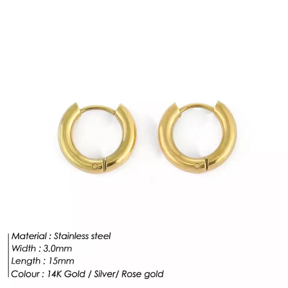 Retro Minimalismus Edelstahl Creolen für Frauen Mädchen Goldfarbene Metall-Kreis-Ohrringe Party Geschenke Einfacher Schmuck