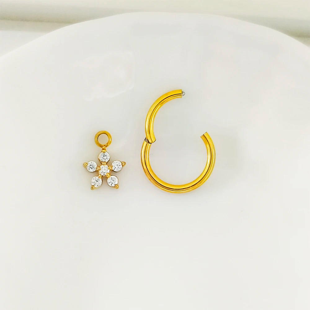 Wassertropfen Anhänger Muschelring ASTM F136 G23 Titan Piercings Mondblumen Scharniersegment Clicker Tropfen Helix Ohrringe
