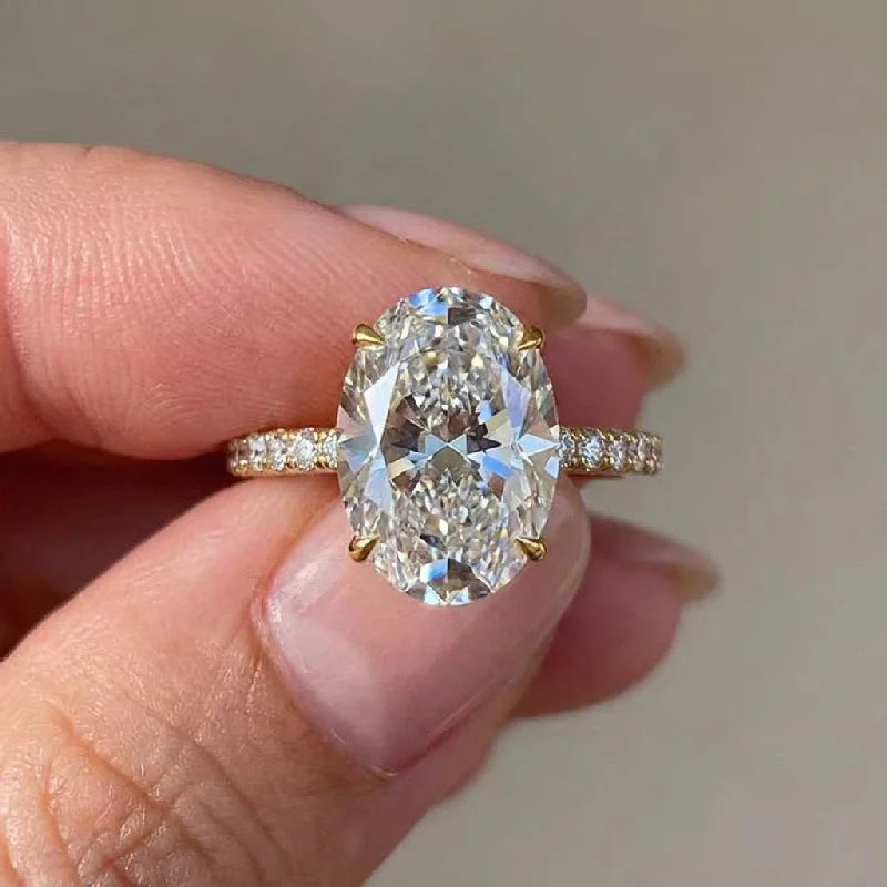 925 Sterling Silber Zirkon Wunderschöne Glänzende Ovale Steinringe für Frauen Geschenk Verlobung Hochzeit Luxus Hochwertiger Feiner Schmuck