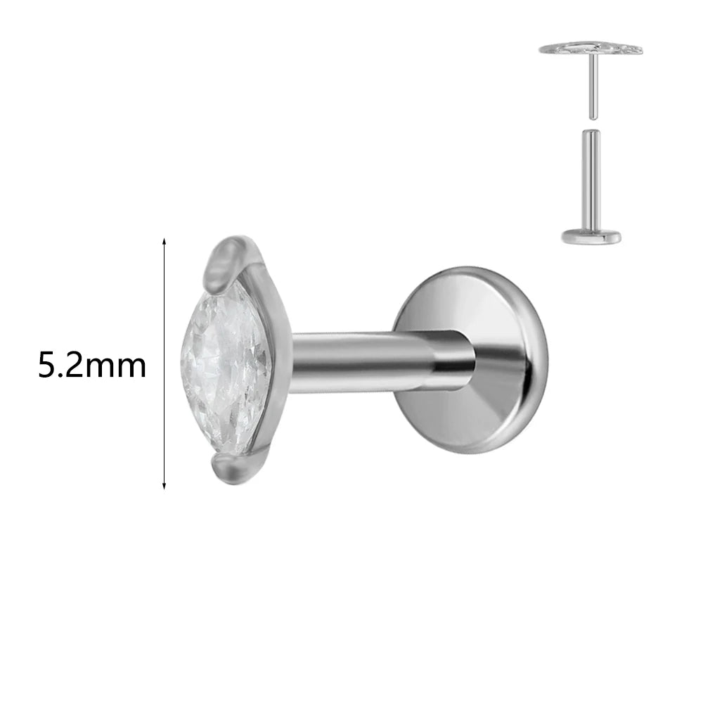 Winziger Wassertropfen Labret Piercing G23 Titan Opal Mond Push-In Zweig Ohrring Stecker Anhänger Gewindeloser Knorpelkörperschmuck