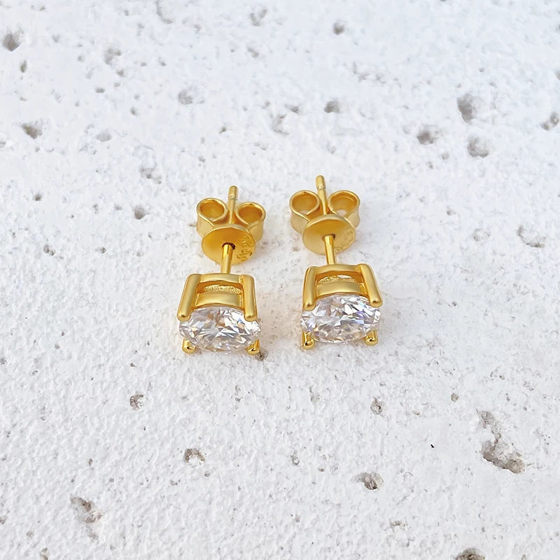 NeeTim 0.2-2 Karat Moissanit Ohrringe für Damen, 925 Sterling Silber Ohrstecker mit Gelbgold plattiertem Labordiamanten, Hochzeitsschmuck