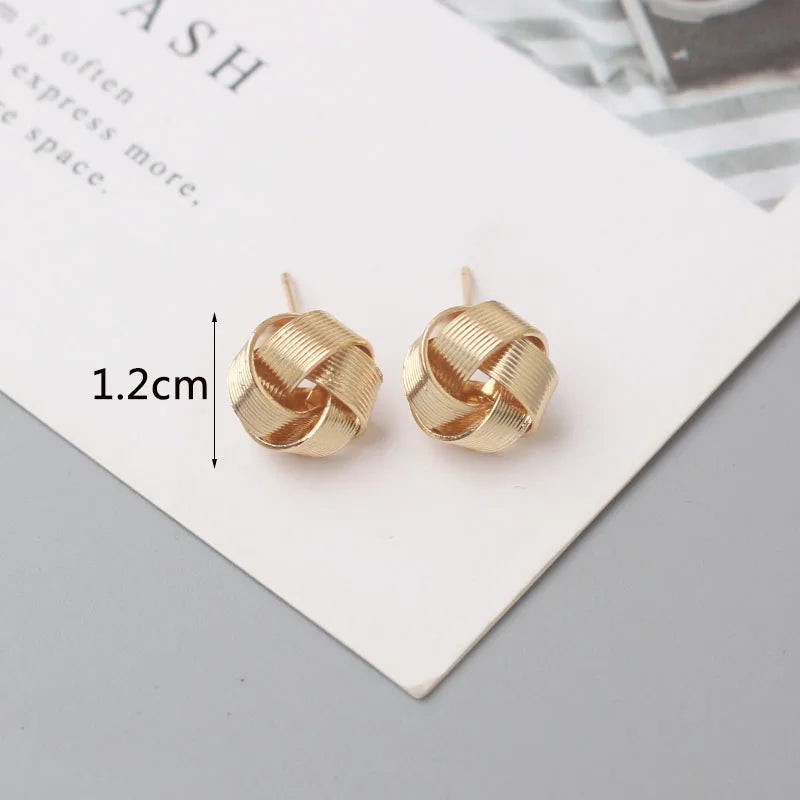 Kleine Metallstecker Ohrringe für Damen, goldfarben, gedreht, rund, kleine ausgefallene Ohrringe, Boucles d'oreilles, Modeschmuck