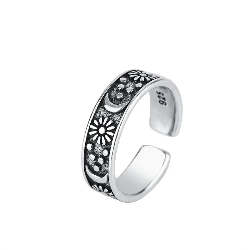 925 Sterling Silber Sonnenmondringe für Frauen Verlobung Luxusschmuck Vintage Accessoires Großhandel